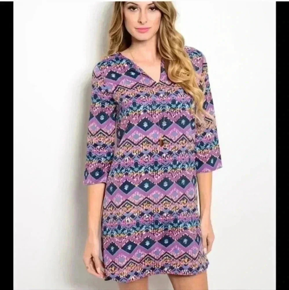 Everly Brand Print Shift Dress Size Small